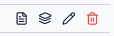 The four buttons at the end of a row: view details, related records, edit, delete